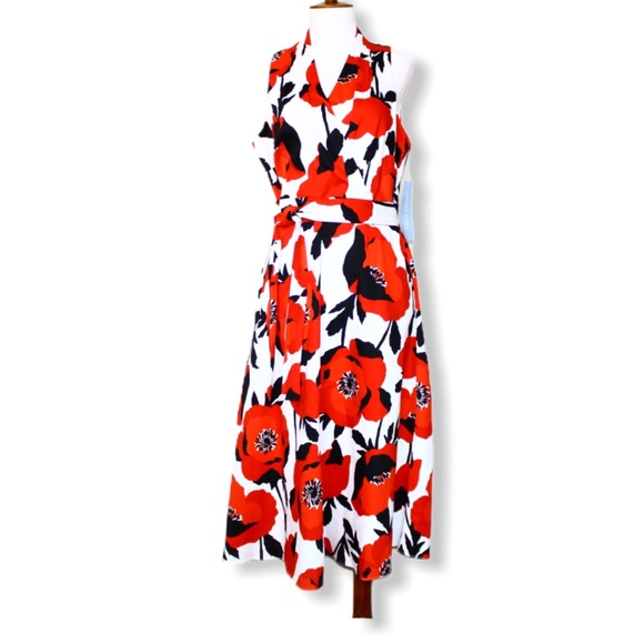 London Times Surplus Fit-N-Flare Floral Midi Dress - Picture 1 of 11